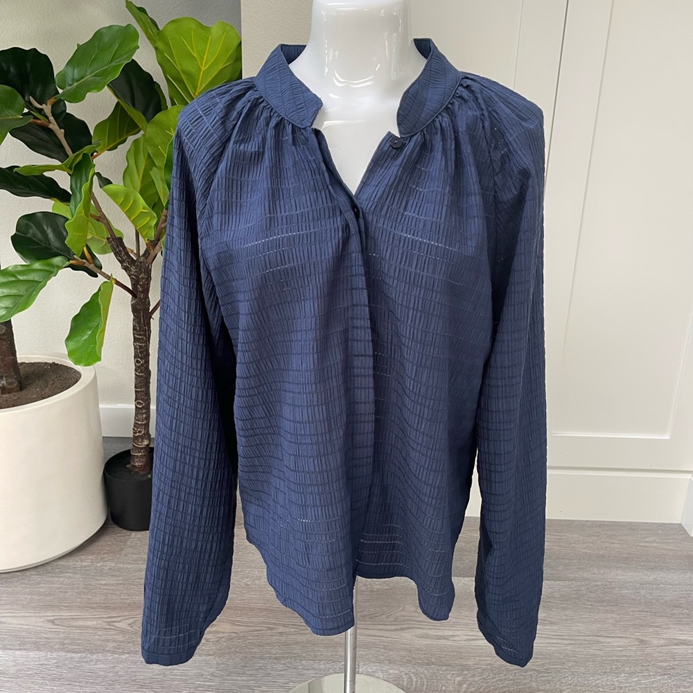 Line & Dot Navy Blue Women's Top